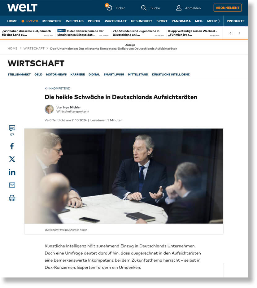 Artikel in der Welt